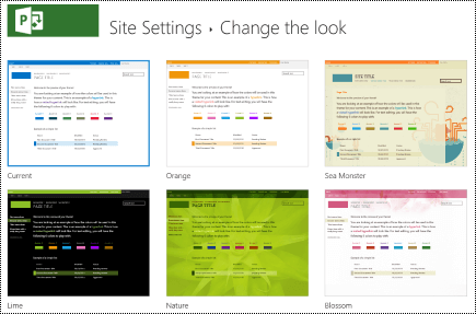 Change the look menu with site designs in Project Online.