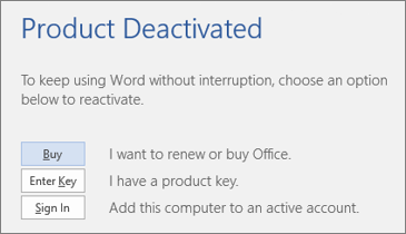 Screenshot showing the Product Deactivated error message