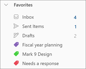 Categories in Favorites in the new Outlook for Windows