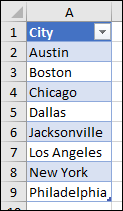 Excel Table used as a Data Validation list source