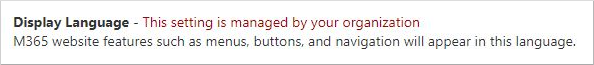 My Account page, showing Display Language settings are disabled for the organization