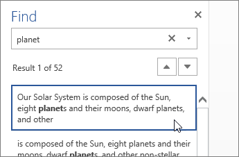 Image of Find pane in Word Online