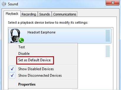 Set device as default in Windows