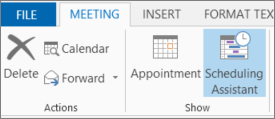 Scheduling Assistant button in Outlook 2013.