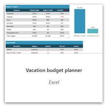 Vacation budget planner for Excel