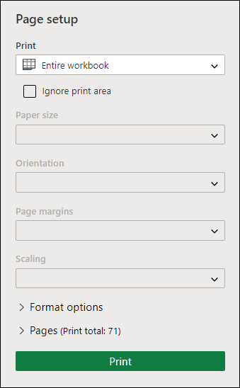 Print Entire Workbook in Excel for the web