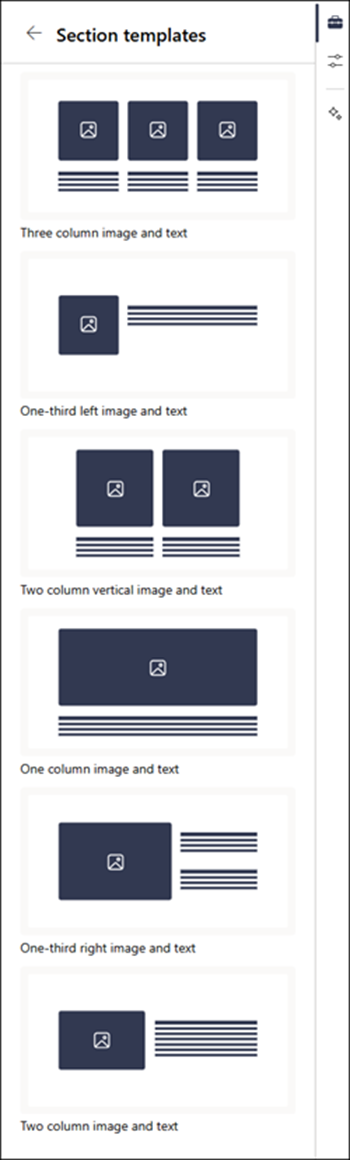 Full list of section templates