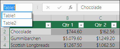 Excel Address bar to the left of the Formula bar