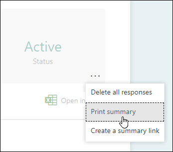 Print summary option in Microsoft Forms