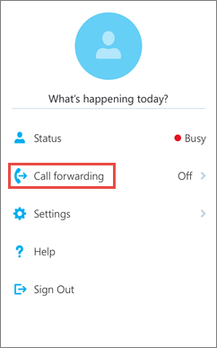 Skype for Business for iOS home screen call forwarding option