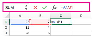 Formula bar showing a formula