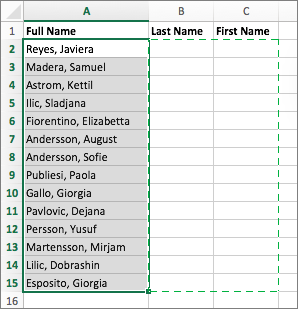 Select the cells where you want to paste your split cells