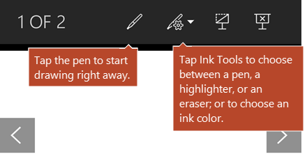 Ink Tools available in Slide Show view.