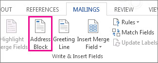 Insert Address Block merge field