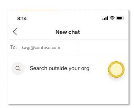 Search outside your organization for chat recipient in Microsoft Teams