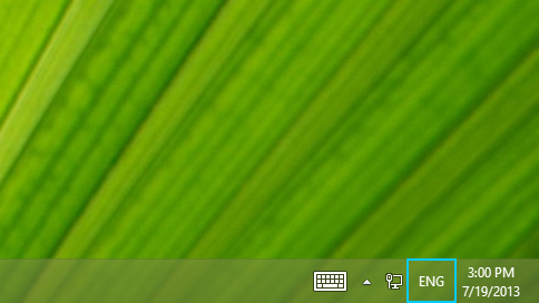 Language abbreviation button on taskbar