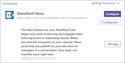 News connector dialog box