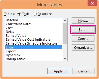 More Tables dialog box