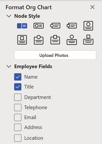 The Format Org Chart task pane.