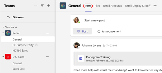 Teams Posts tab