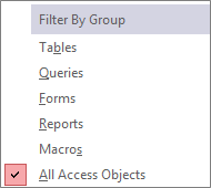 Navigation Pane Filter by Group Menu