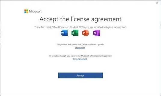 Microsoft Office 2019 end user license agreement.