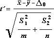 Formula to calculate value t