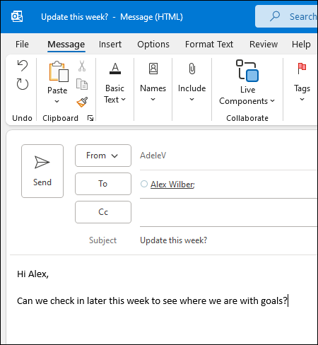 New Message in Outlook