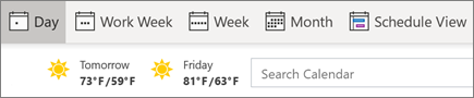 Changing views in Outlook's calendar