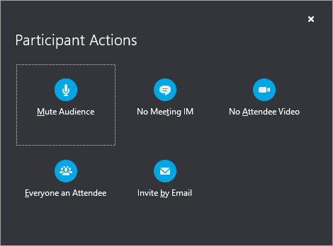 Participant Actions options