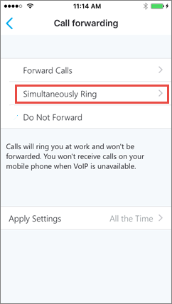 Skype for Business for iOS - Simultaneously ring screen