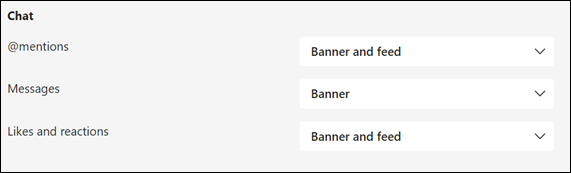 Options for chat notifications in Microsoft Teams