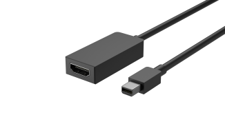 Shows a cable for use between the miniDisplay port (more square) to an HDMI port (more rectangular).