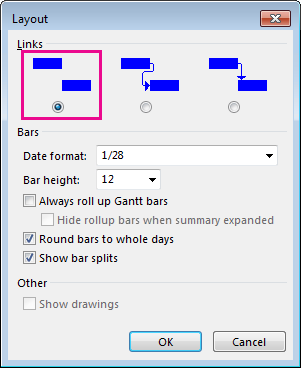 Layout dialog box