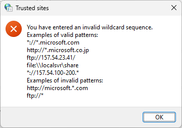 Trusted site wildcards