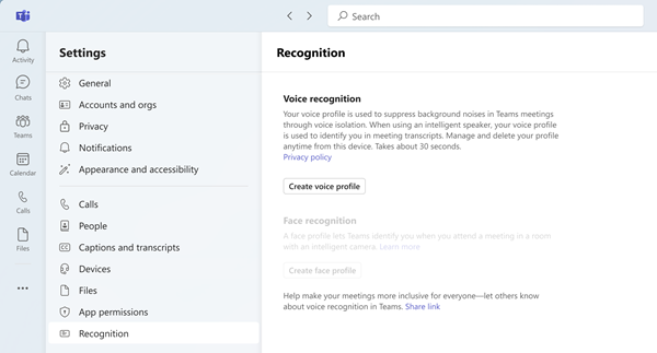 voice isolation recognition settings