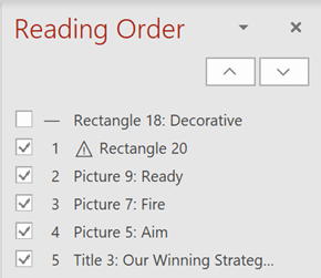 The Reading Order pane.