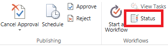 Ribbon showing approval status button