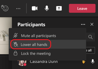 lower all hands menu option