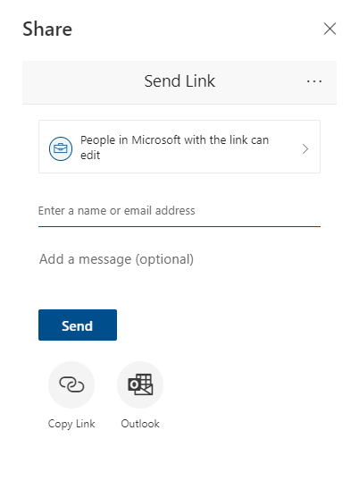 The Share dialog box for sending a link that points to a diagram file.