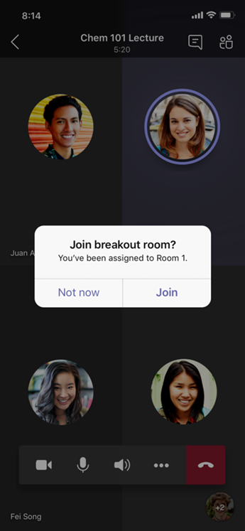 Join Breakout Room dialog on mobile.