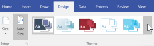 Screenshot of the Design > Themes toolbar options