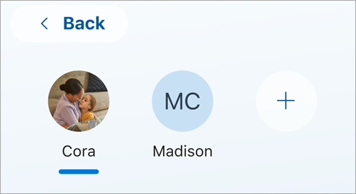 The carousel of family avatars on the identity threat monitoring screen.