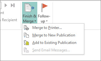 Mailings Finish & Merge button