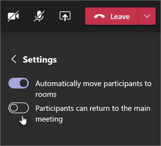 Breakout rooms settings in Teams