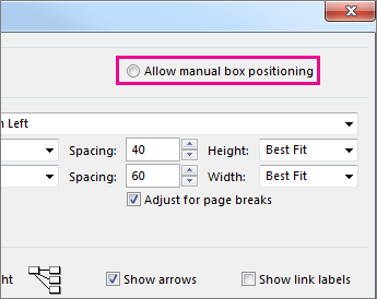 Click "Allow manual box positioning" to manually reposition a task.