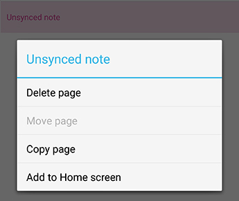 The Note menu in OneNote for Android