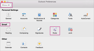 Under Email, click Rules.