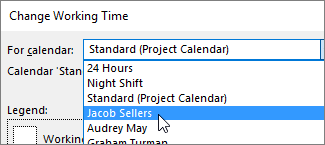 Resources in the For calendar list