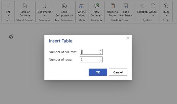 Specifying rows and columns